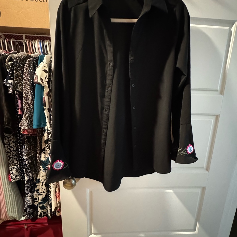 Black Embroidered Men's Shirt